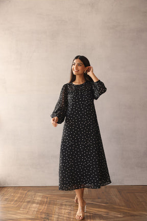 BLACK POLKA MAXI