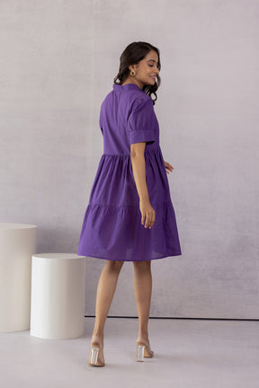 PURPLE COTTON MIDI DRESS