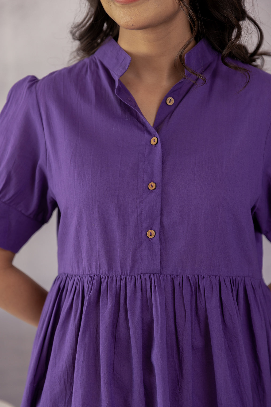 PURPLE COTTON MIDI DRESS