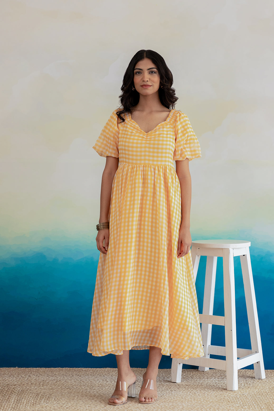 YELLOW GINGHAM MAXI