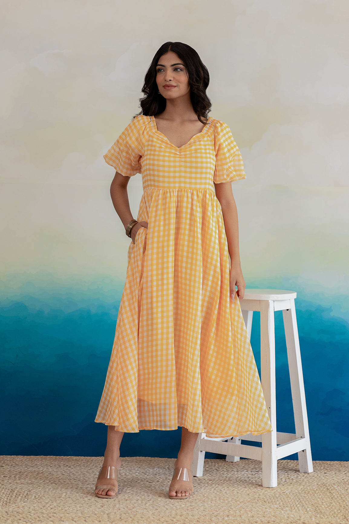 YELLOW GINGHAM MAXI