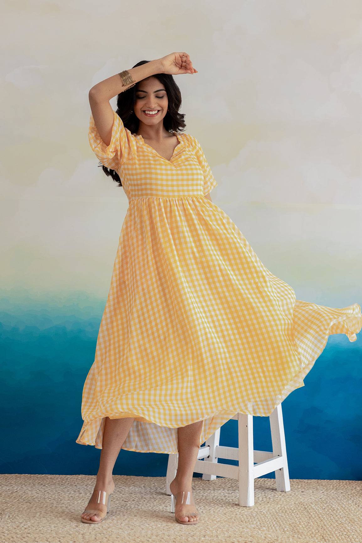 YELLOW GINGHAM MAXI