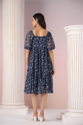 NAVY FLORAL MIDI