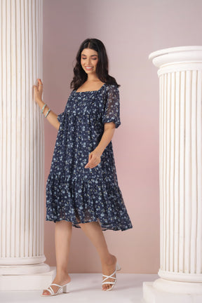 NAVY FLORAL MIDI