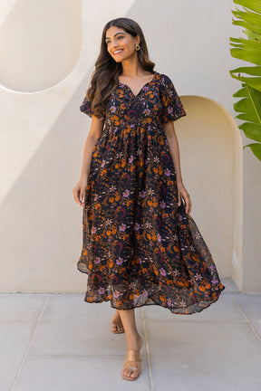 BLACK FLORAL MAXI