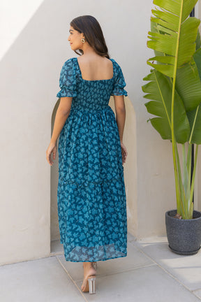 TEAL SMOCKED MAXI