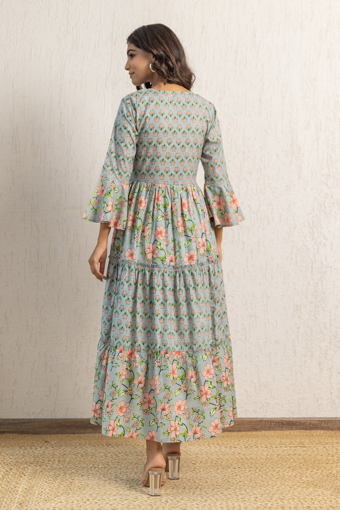 GREEN PRINTED COTTON MAXI