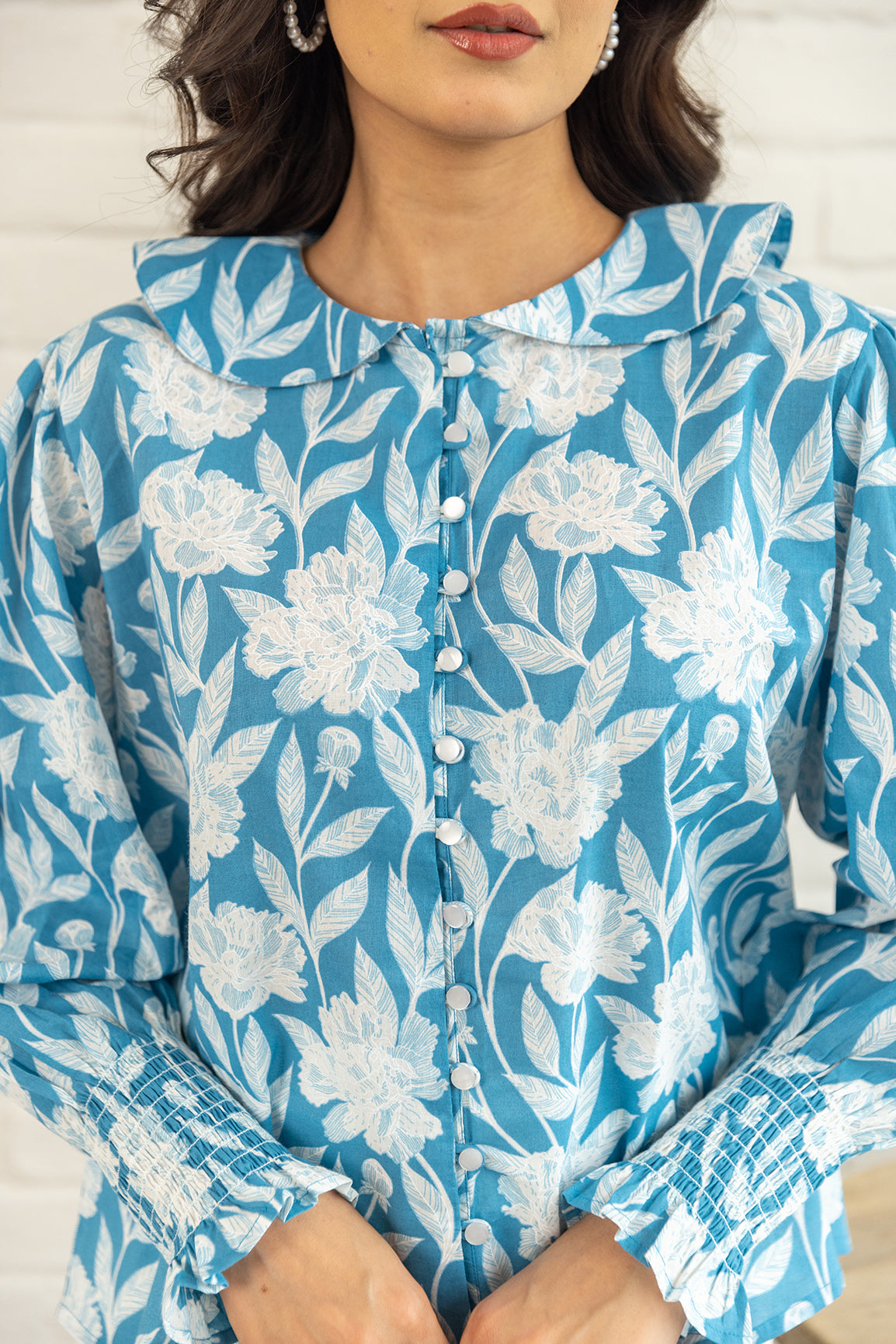 BLUE COTTON SHIRT TOP