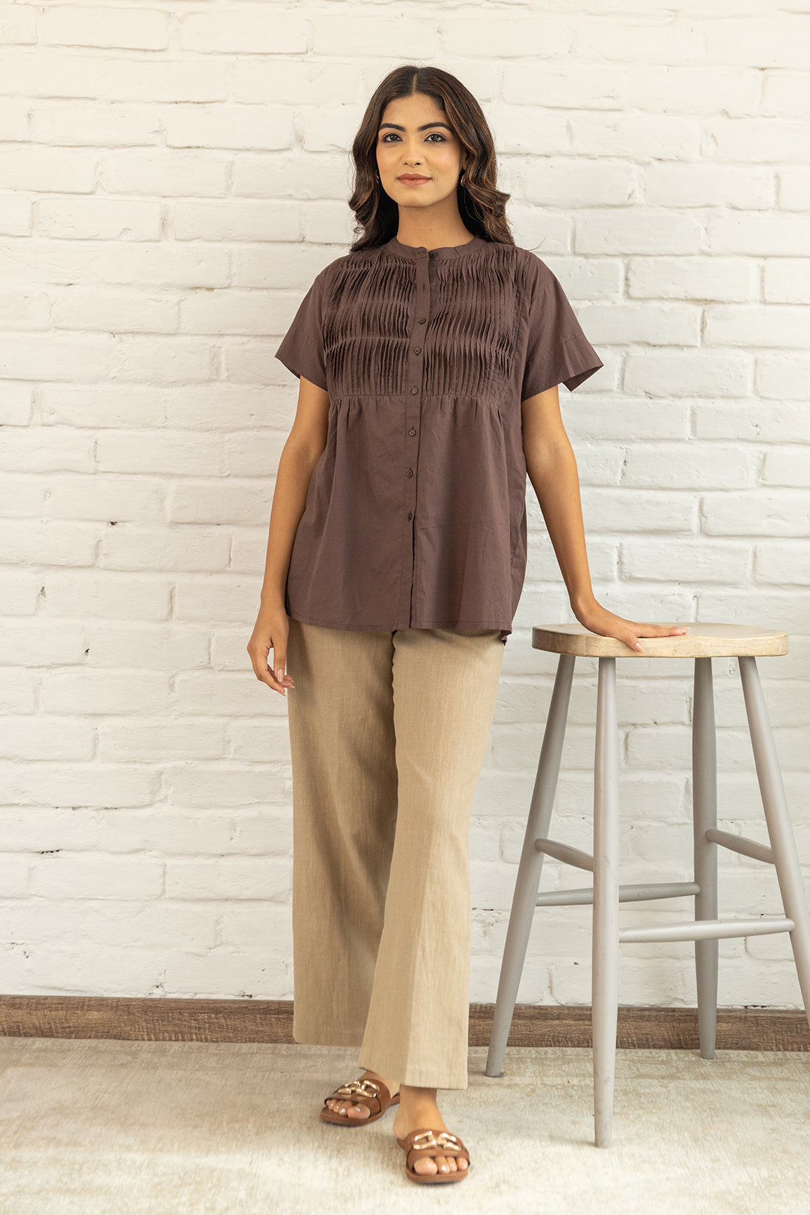 RUSSET COTTON SHIRT TOP