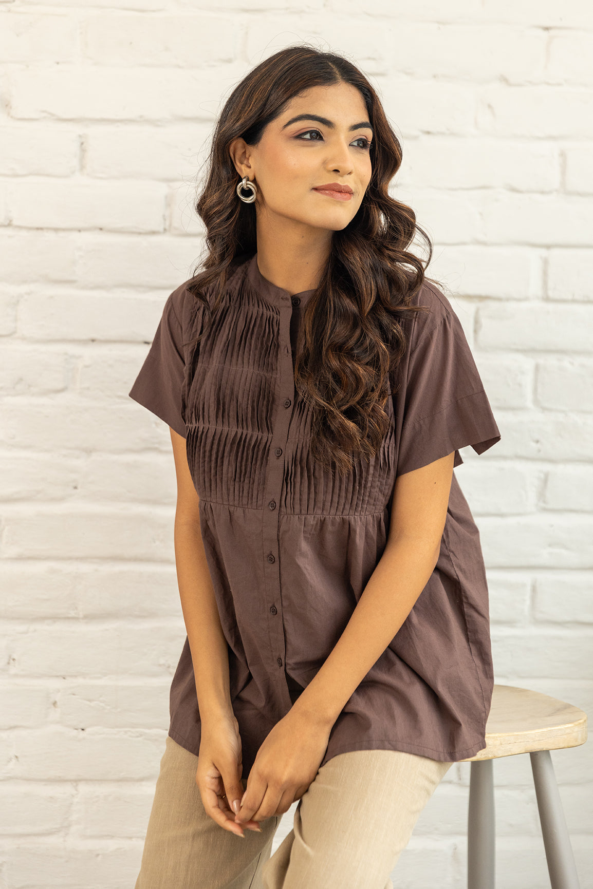 RUSSET COTTON SHIRT TOP