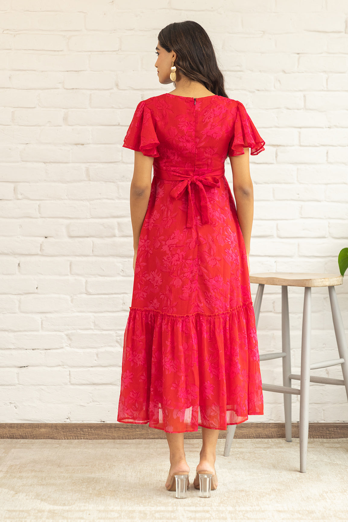 RED CHIFFON MAXI