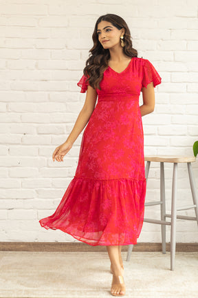 RED CHIFFON MAXI