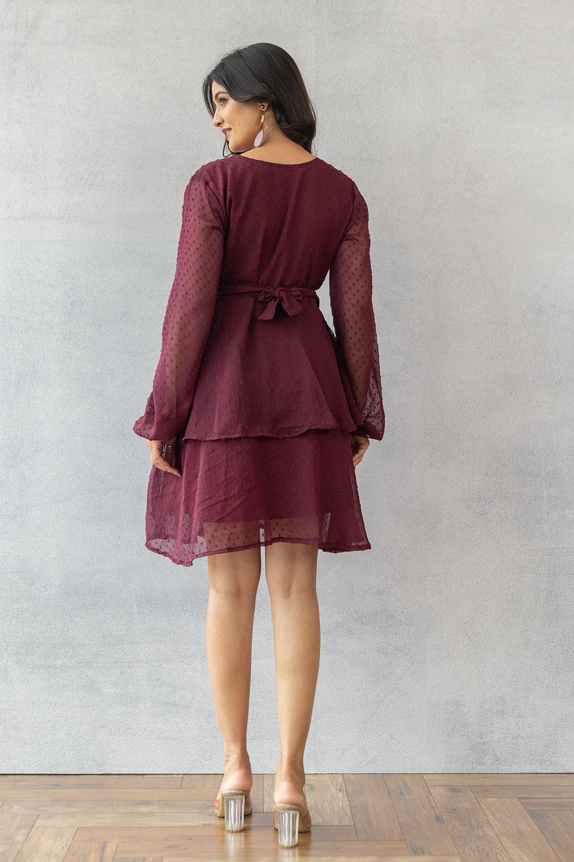 BURGUNDY MIDI DRESS