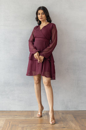 BURGUNDY MIDI DRESS