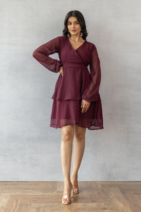 BURGUNDY MIDI DRESS