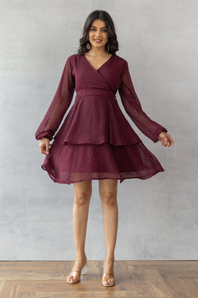 BURGUNDY MIDI DRESS