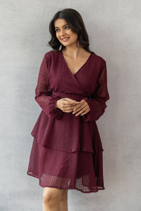 BURGUNDY MIDI DRESS