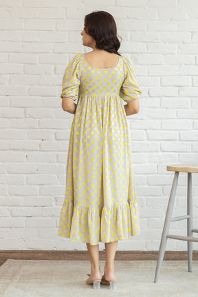 GREY & YELLOW POLKA MAXI