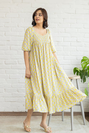 GREY & YELLOW POLKA MAXI