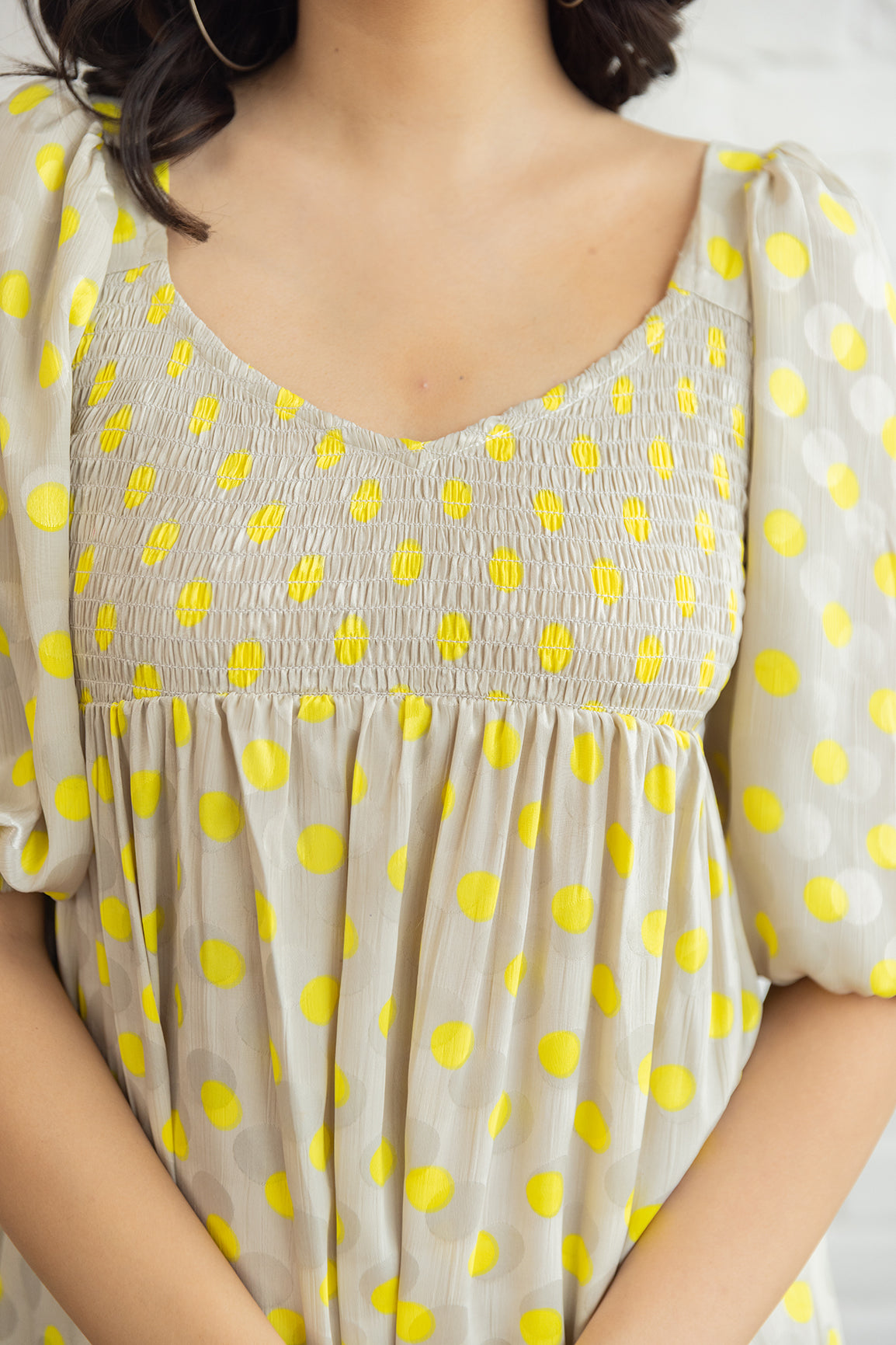 GREY & YELLOW POLKA MAXI