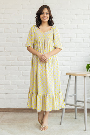 GREY & YELLOW POLKA MAXI