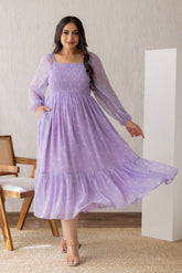 LILAC SMOCKED MAXI - POLAGO PLUS