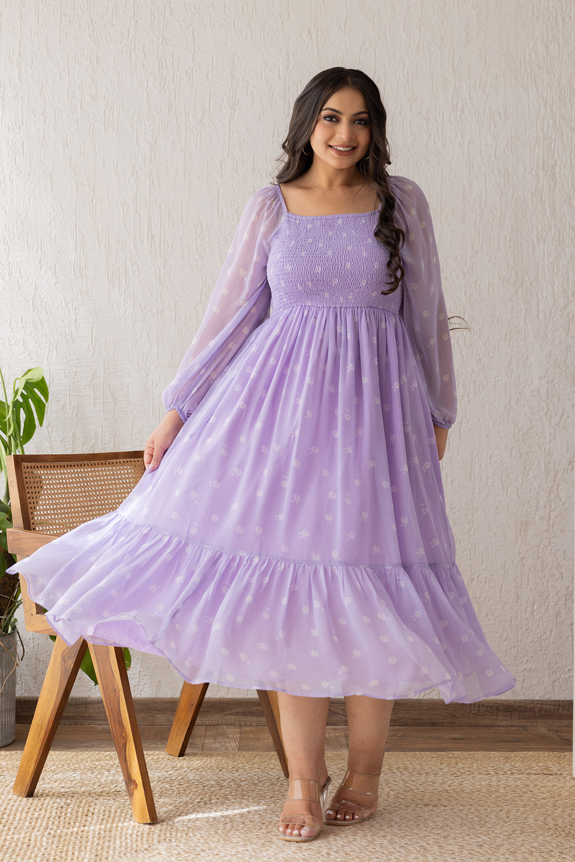 LILAC SMOCKED MAXI - POLAGO PLUS