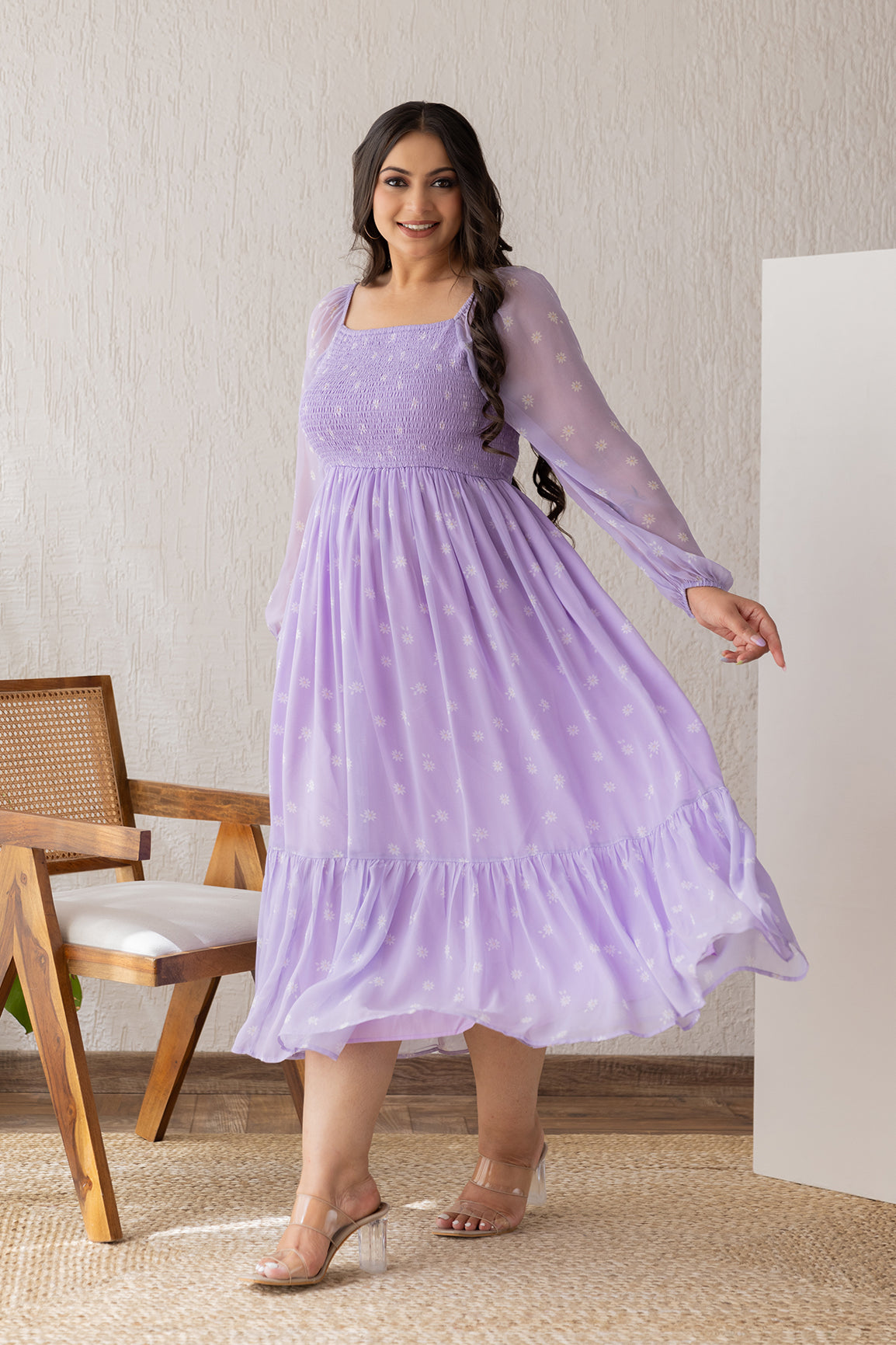 LILAC SMOCKED MAXI - POLAGO PLUS