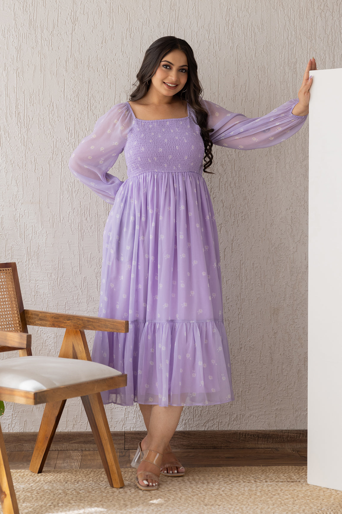 LILAC SMOCKED MAXI - POLAGO PLUS