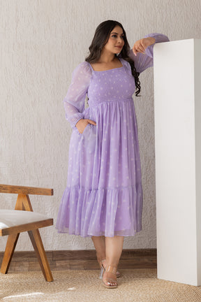 LILAC SMOCKED MAXI - POLAGO PLUS