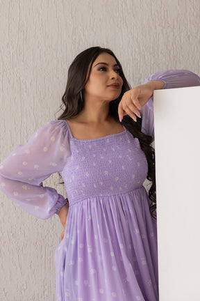 LILAC SMOCKED MAXI - POLAGO PLUS