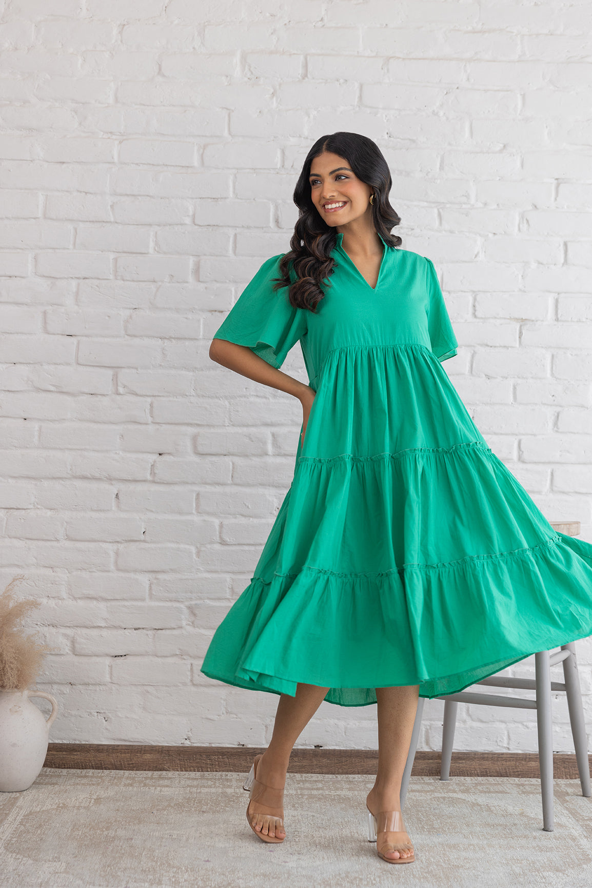 JADE GREEN COTTON MAXI