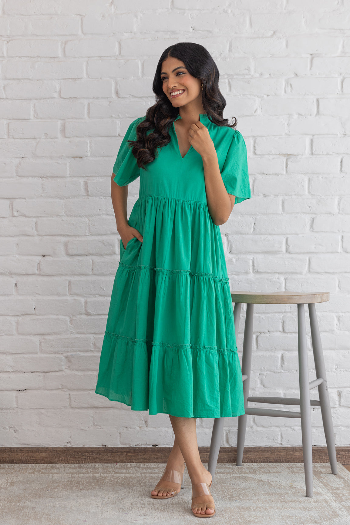 JADE GREEN COTTON MAXI