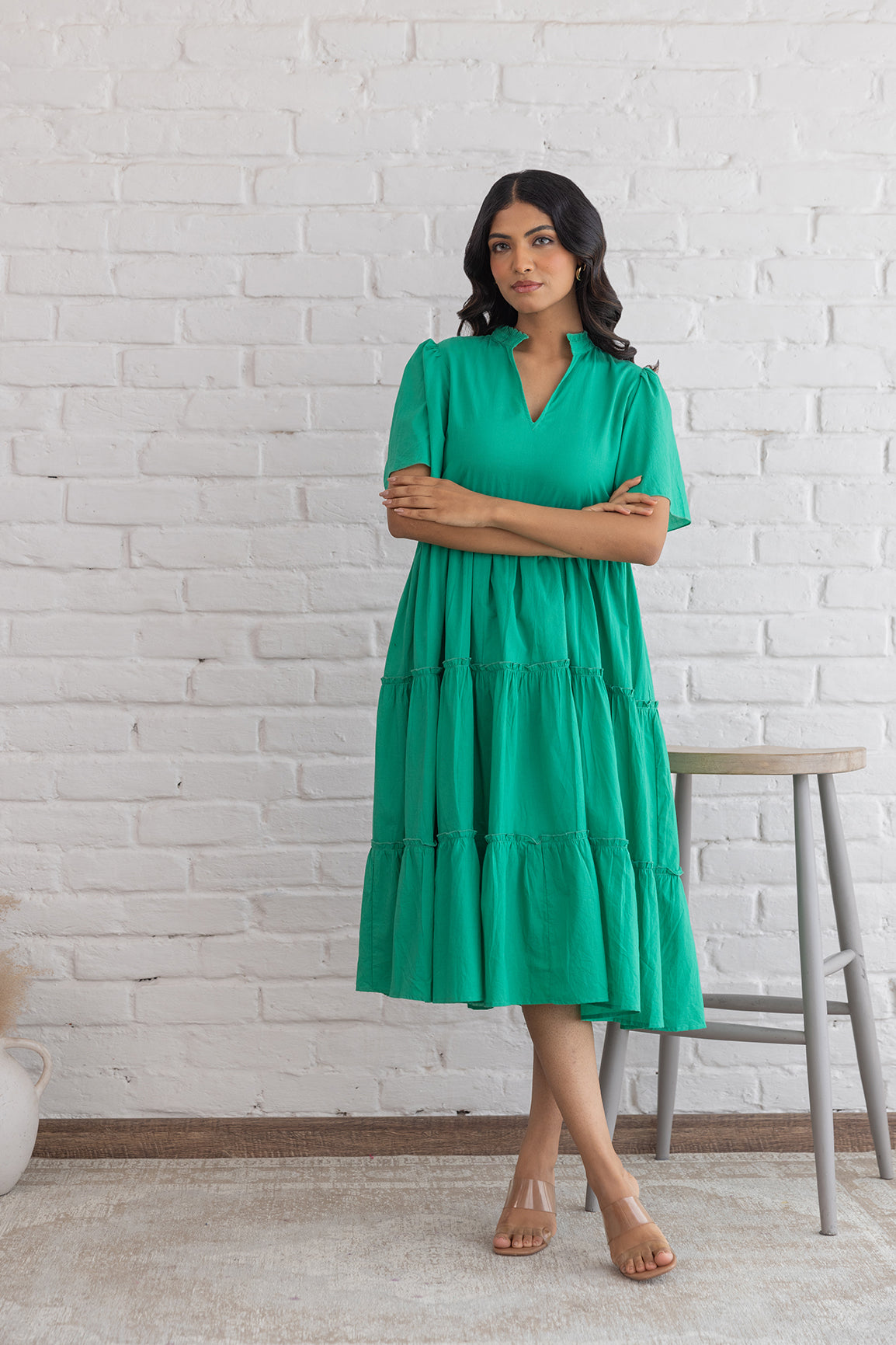 JADE GREEN COTTON MAXI