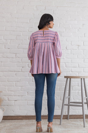 PINK STRIPED COTTON TOP