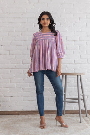 PINK STRIPED COTTON TOP